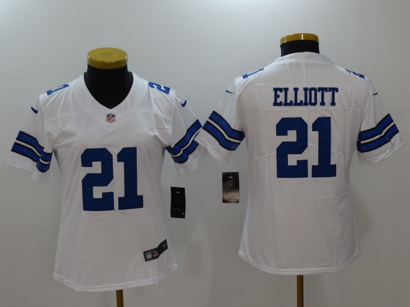  Cowboys 21 Ezekiel Elliott White Women Vapor Untouchable Player Limited Jersey