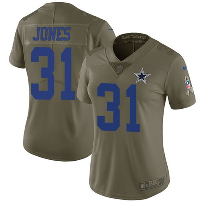  Cowboys 31 Byron Jones Olive Women Salute To Service Limited Jersey