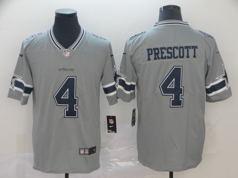 Nike Cowboys 4 Dak Prescott Gray Inverted Legend Limited Jersey