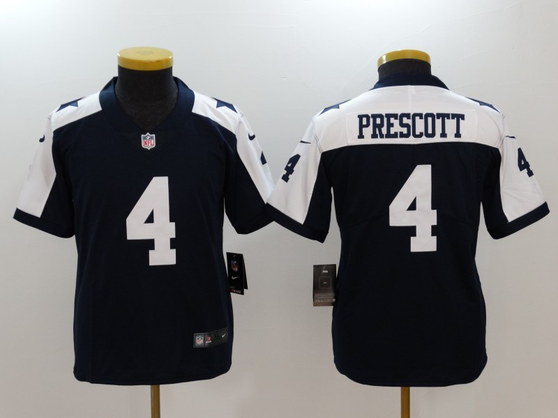  Cowboys 4 Dak Prescott Navy Throwback Youth Vapor Untouchable Player Limited Jersey