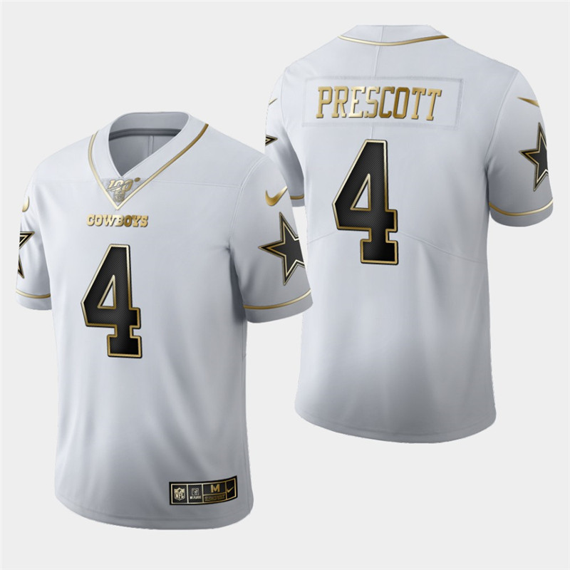 Nike Cowboys 4 Dak Prescott White 100th Season Vapor Untouchable Limited Jersey