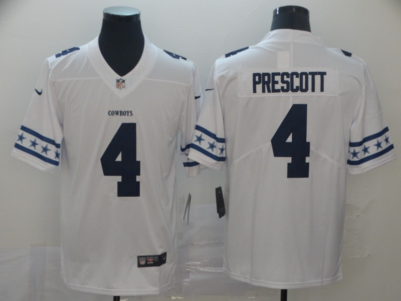Nike Cowboys 4 Dak Prescott White Team Logos Fashion Vapor Limited Jersey