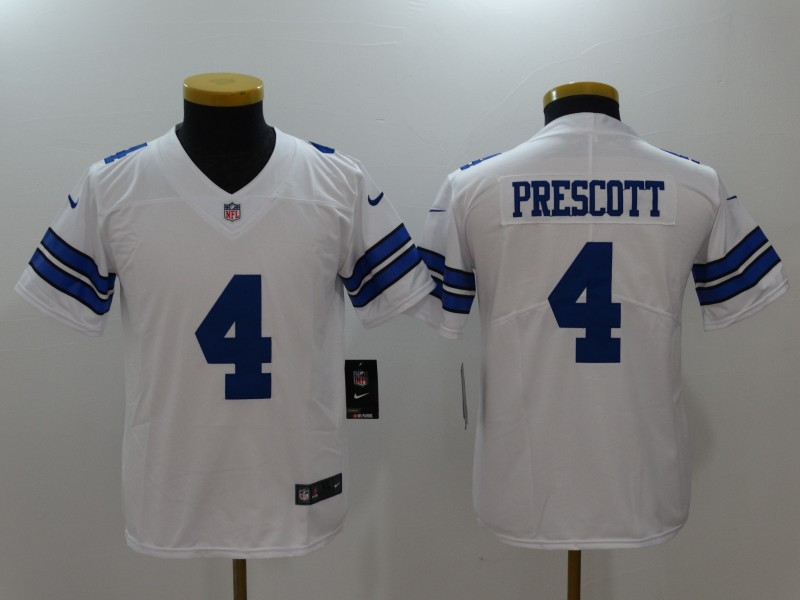  Cowboys 4 Dak Prescott White Youth Vapor Untouchable Player Limited Jersey