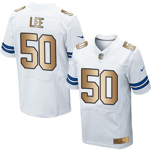  Cowboys 50 Sean Lee White Men Stitched NFL Elite Gold Jersey