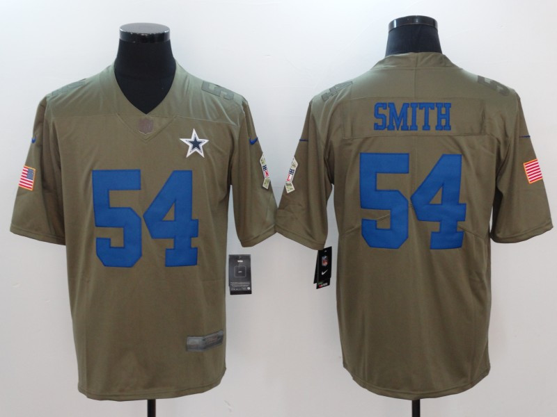  Cowboys 54 Jaylon Smith Olive Salute To Service Limited Jersey