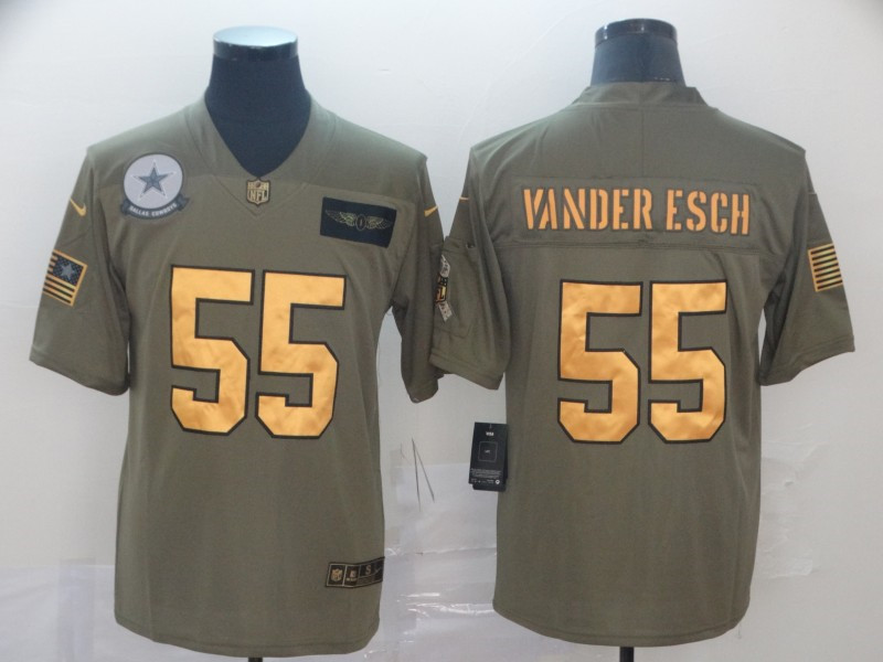 Nike Cowboys 55 Leighton Vander Esch 2019 Olive Gold Salute To Service Limited Jersey
