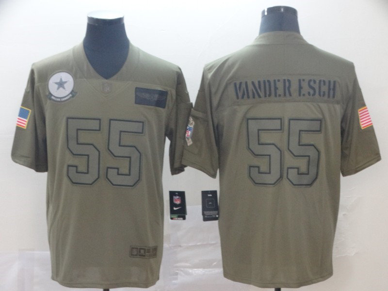 Nike Cowboys 55 Leighton Vander Esch 2019 Olive Salute To Service Limited Jersey