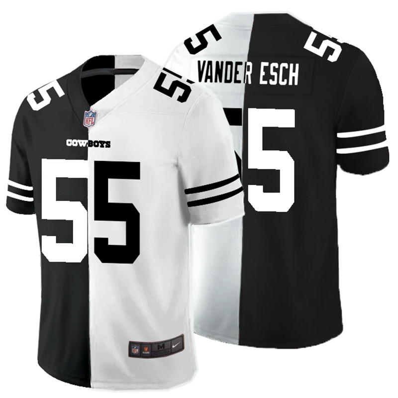 Nike Cowboys 55 Leighton Vander Esch Black And White Split Vapor Untouchable Limited Jersey