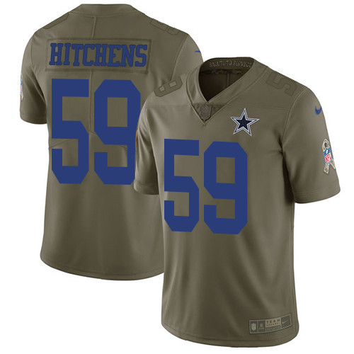  Cowboys 59 Anthony Hitchens Olive Salute To Service Limited Jersey