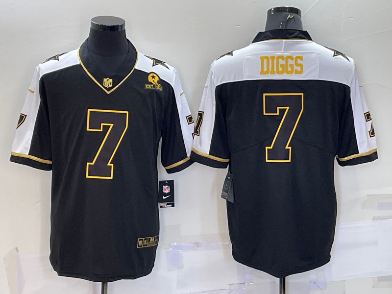 Nike Cowboys 7 Trevon Diggs Black Gold Thanksgiving Limited Jersey