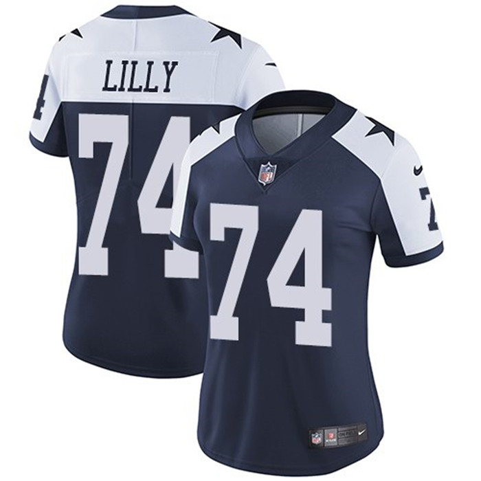  Cowboys 74 Bob Lilly Navy Alternate Women Vapor Untouchable Limited Jersey
