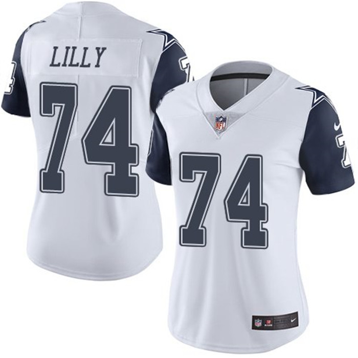  Cowboys 74 Bob Lilly White Women Color Rush Limited Jersey