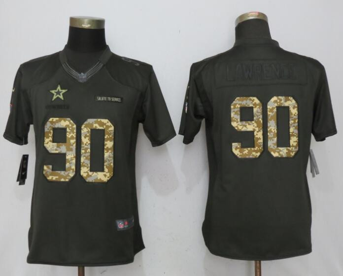  Cowboys 90 DeMarcus Lawrence Anthracite Women Salute To Service Limited Jersey