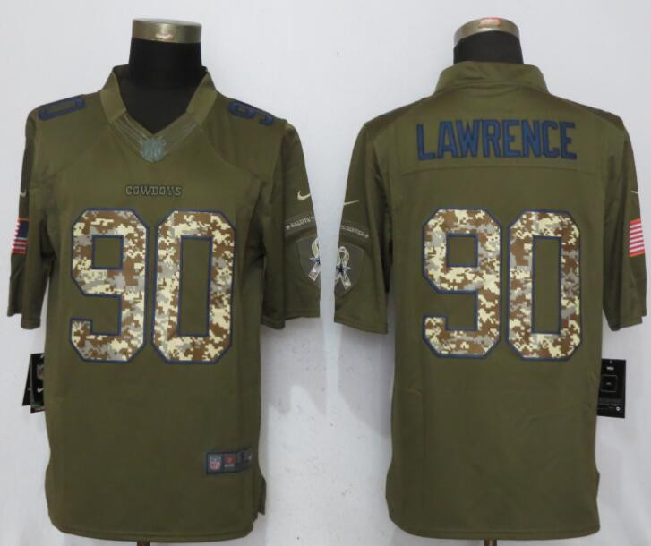  Cowboys 90 DeMarcus Lawrence Olive Green Salute To Service Limited Jersey