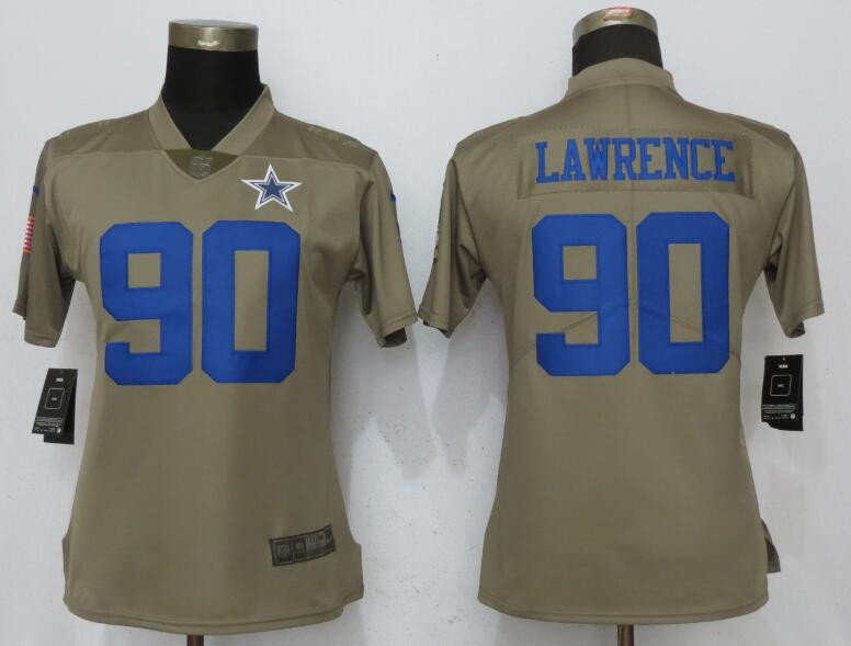 Cowboys 90 DeMarcus Lawrence Olive Women Salute To Service Limited Jersey