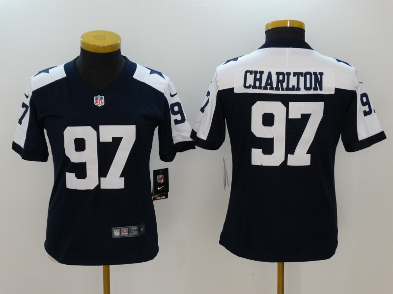  Cowboys 97 Taco Charlton Navy Throwback Women Vapor Untouchable Player Limited Jersey