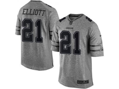  Dallas Cowboys 21 Ezekiel Elliott Gray Men Stitched NFL Limited Gridiron Gray Jersey