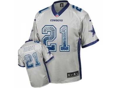  Dallas Cowboys 21 Ezekiel Elliott Grey Men Stitched NFL Elite Drift Fashion Jersey