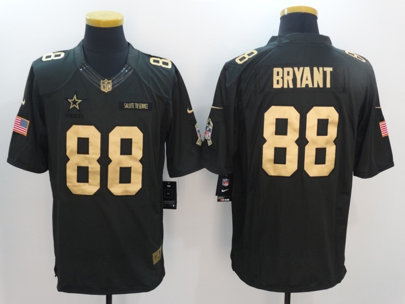  Dallas Cowboys 88 Dez Bryant Limited Black Gold Salute to Service NFL Jersey