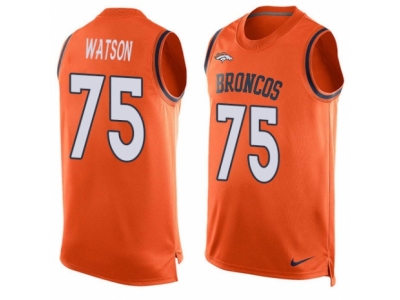  Denver Broncos 75 Menelik Watson Limited Orange Player Name Number Tank Top NFL Jersey