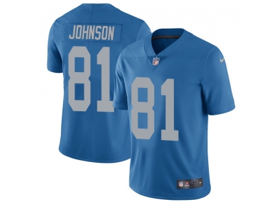  Detroit Lions 81 Calvin Johnson Blue Throwback Men Stitched NFL Limited Jersey