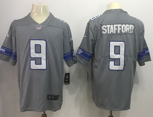  Detroit Lions 9 Matthew Stafford Gray Men Stitched NFL Limited Rush Jersey