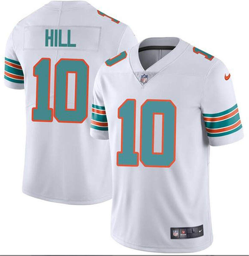 Nike Dolphins 10 Tyreek Hill White Throwback Vapor Limited Jersey