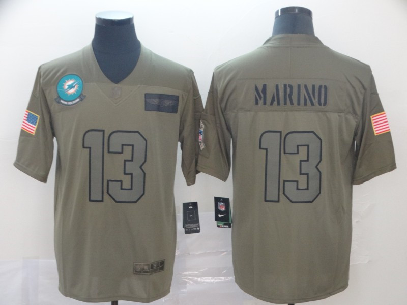 Nike Dolphins 13 Dan Marino 2019 Olive Salute To Service Limited Jersey