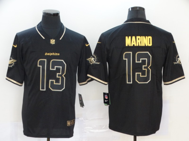 Nike Dolphins 13 Dan Marino Black Gold Vapor Untouchable Limited Jersey