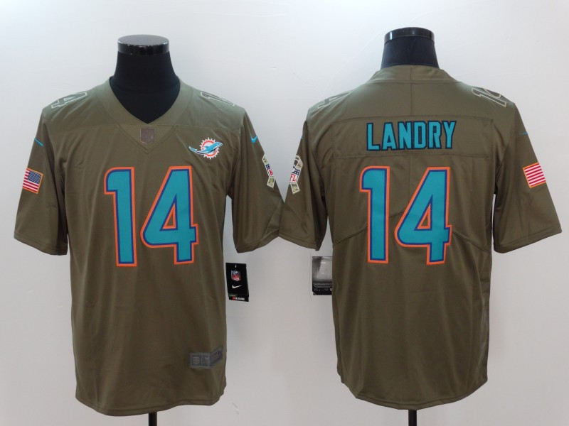 Dolphins 14 Jarvis Landry Olive Salute To Service Limited Jersey