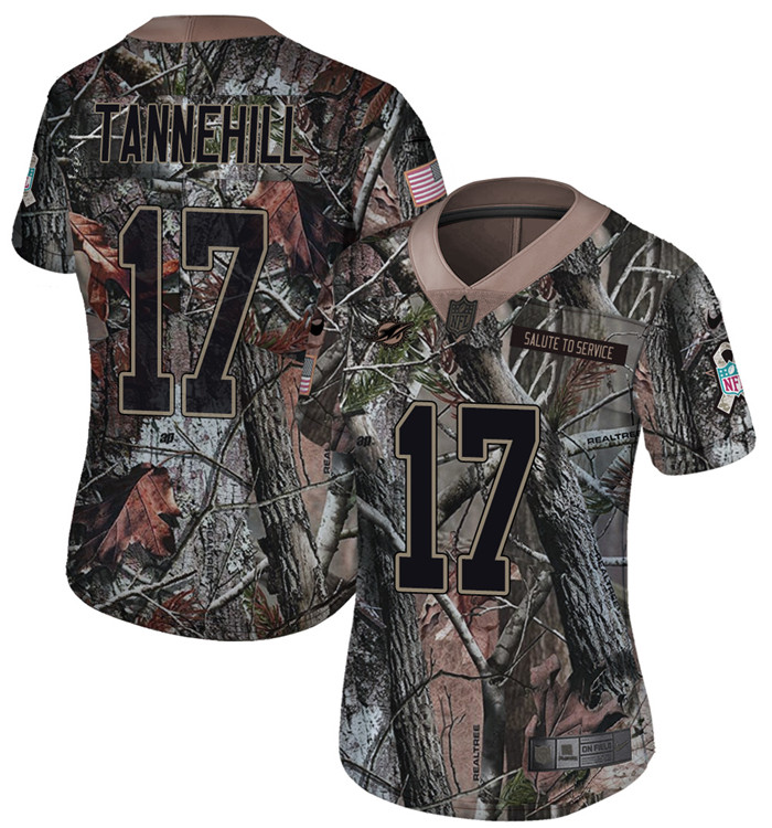  Dolphins 17 Ryan Tannehill Camo Women Rush Limited Jersey