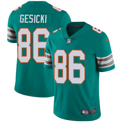  Dolphins 86 Mike Gesicki Aqua Throwback Vapor Untouchable Limited Jersey