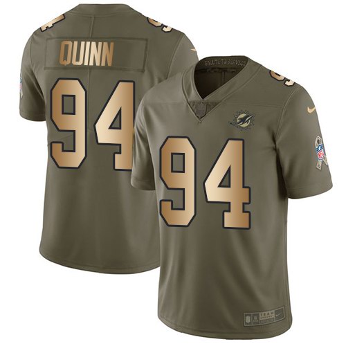 Dolphins 94 Robert Quinn Olive Gold Salute To Service Limited Jersey