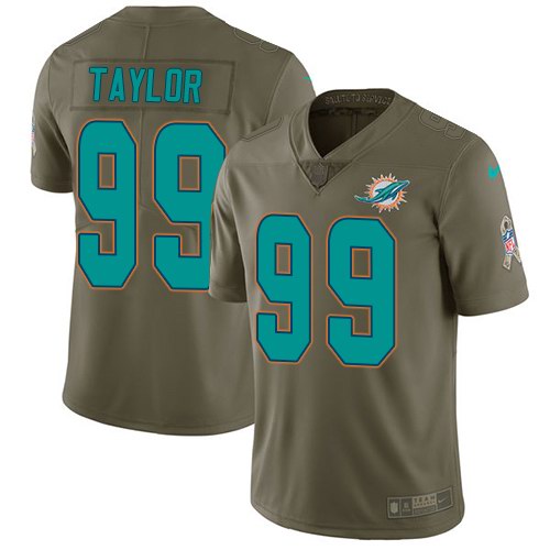  Dolphins 99 Jason Taylor Olive Salute To Service Limited Jersey