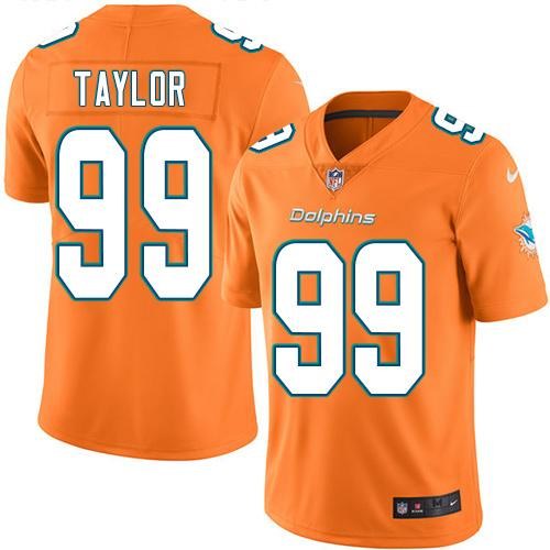  Dolphins 99 Jason Taylor Orange Vapor Untouchable Limited Jersey