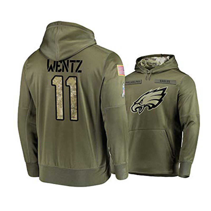 Nike Eagles 11 Carson Wentz 2019 Salute To Service Stitched Hooded Sweatshirt