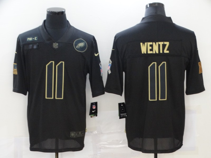 Nike Eagles 11 Carson Wentz Black 2020 Salute To Service Limited Jersey