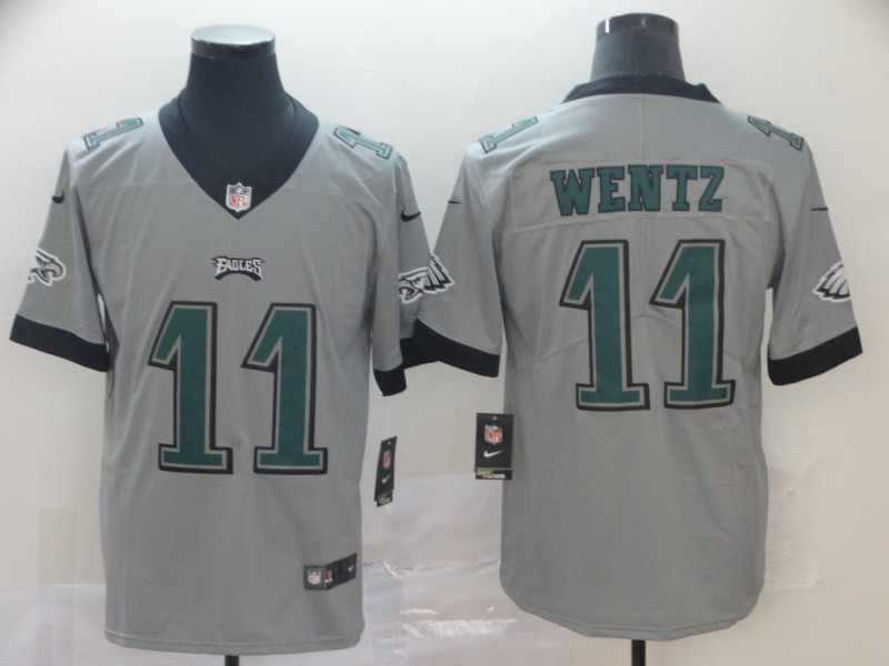 Nike Eagles 11 Carson Wentz Silver Inverted Legend Limited Jersey