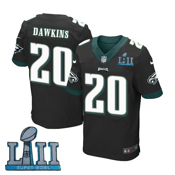  Eagles 20 Brian Dawkins Black 2018 Super Bowl LII Elite Jersey