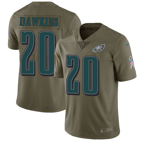  Eagles 20 Brian Dawkins Olive Salute To Service Limited Jersey