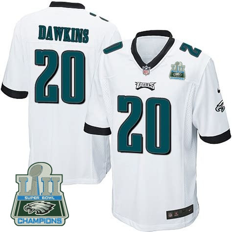  Eagles 20 Brian Dawkins White Youth 2018 Super Bowl Champions Game Jersey