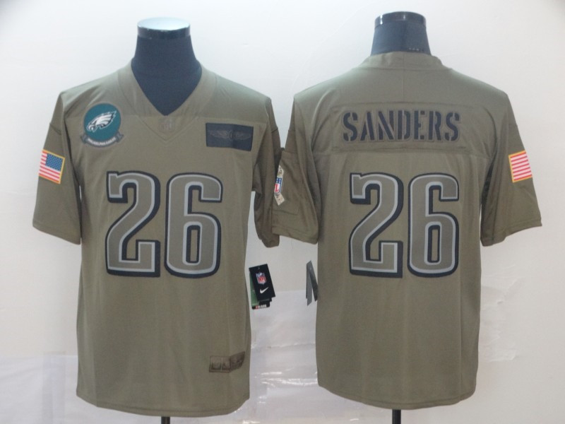 Nike Eagles 26 Miles Sanders 2019 Olive Salute To Service Limited Jersey
