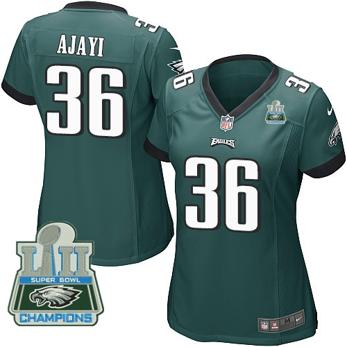  Eagles 36 Jay Ajayi Green Women 2018 Super Bowl Champions Game Jersey