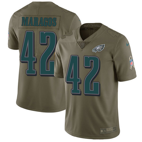  Eagles 42 Chris Maragos Olive Salute To Service Limited Jersey
