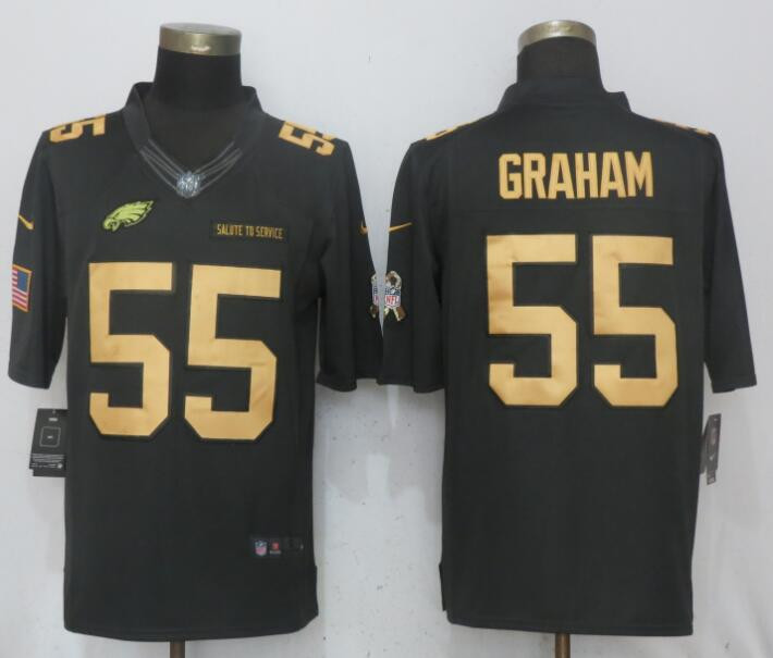  Eagles 55 Brandon Graham Anthracite Gold Salute To Service Limited Jersey