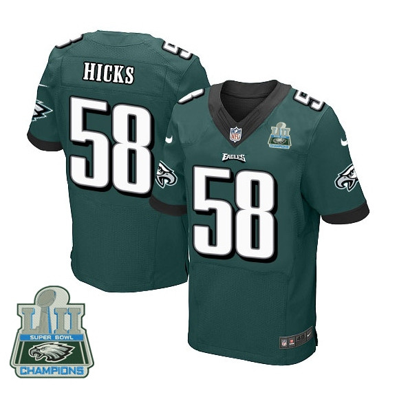  Eagles 58 Jordan Hicks Green 2018 Super Bowl Champions Elite Jersey