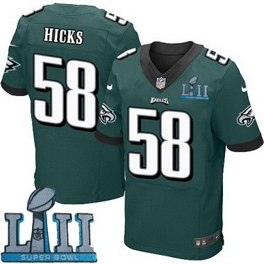  Eagles 58 Jordan Hicks Green 2018 Super Bowl LII Elite Jersey