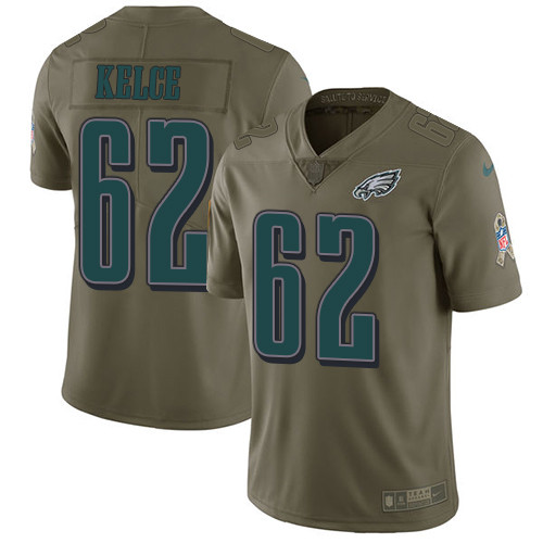  Eagles 62 Jason Kelce Olive Salute To Service Limited Jersey