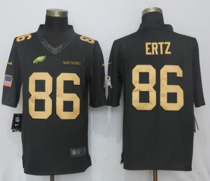 Eagles 86 Zach Ertz Anthracite Gold Salute To Service Limited Jersey