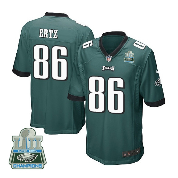 Eagles 86 Zach Ertz Green Youth 2018 Super Bowl Champions Game Jersey